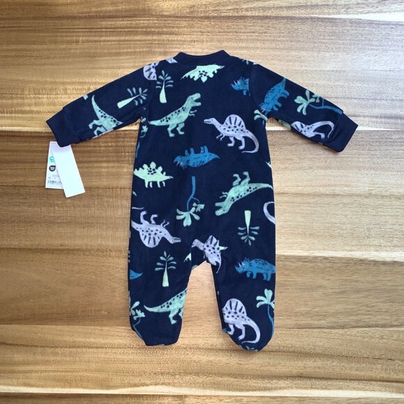Carters Baby Boy Dinosaur Fleece Footed Pajamas With 2-Way Zipper Size 3M - Picture 5 of 9